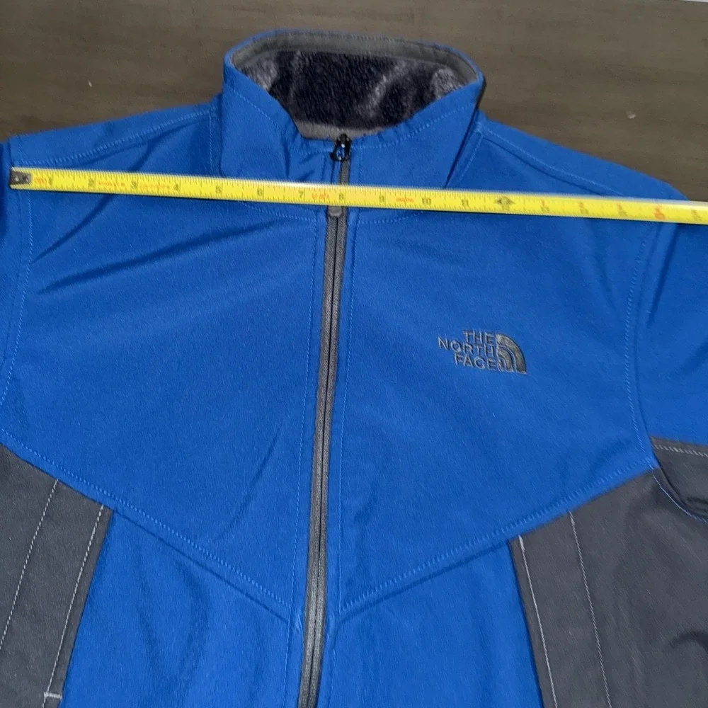 North Face Jacket Mens Small Blue Gray Soft Shell Fleece Lined Full Zip Outdoors